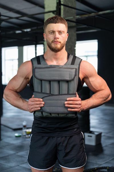 Спортивний жилет-обважнювач MegaShape Steel 40 кг, сірий A2-WV-40SS фото